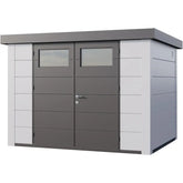 Abri en acier galvanisé blanc 7,1m² avec double porte Eleganto 3024 Telluria Ma boutique
